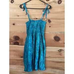 Batik Bali Women's Cover up Beach Dress. Blue/Teal. Beads strap. one size